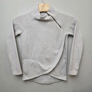 Athleta Cozy Karma Asym Pullover Sweatshirt Light Gray S/T P/G BCI‎ Certified